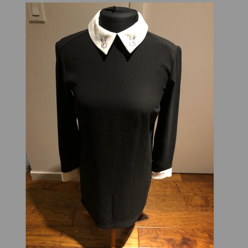 NWOT Victoria Beckham x Target - Black Bunny Collared Long Sleeve Dress